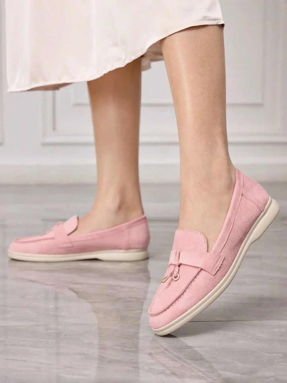 pink Powder Business Casual Women's Flat Loafer Shoes